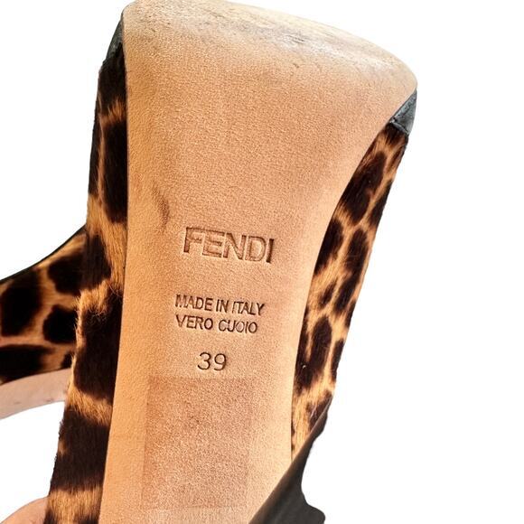 FENDI Leopard Print Calf Hair cap toe Pumps size 39 - Picture 4 of 10